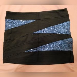 EUC Black Sequin Express Skirt